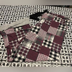 Aerie - Women’s pink / black patchwork plaid long cut pajama pants